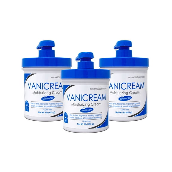 Vanicream Moisturizing Skin Cream for Sensitive Skin with Pump Dispenser - 16 fl oz (1 lb) - 3 Pack