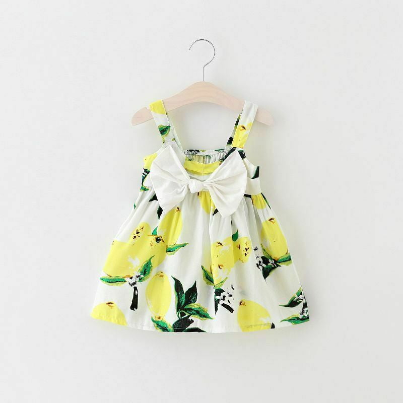 Hot Toddler Kid Baby Girl Lemon Floral  Summer Casual Dress Sundress Clothes 