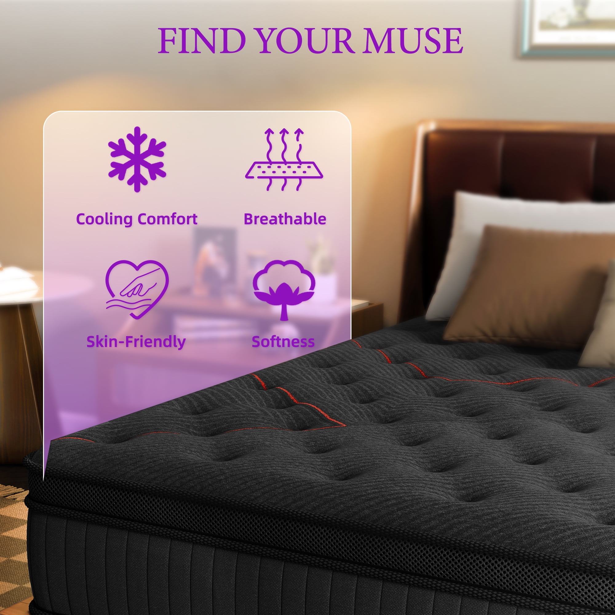 ZLNDR Aura 12 inch Hybrid Mattress, Full Size Mattresses in a Box, Cooling Gel Memory Foam, Individual Pocket Springs for Pressure Relief & Motion Isolation, Medium Firm