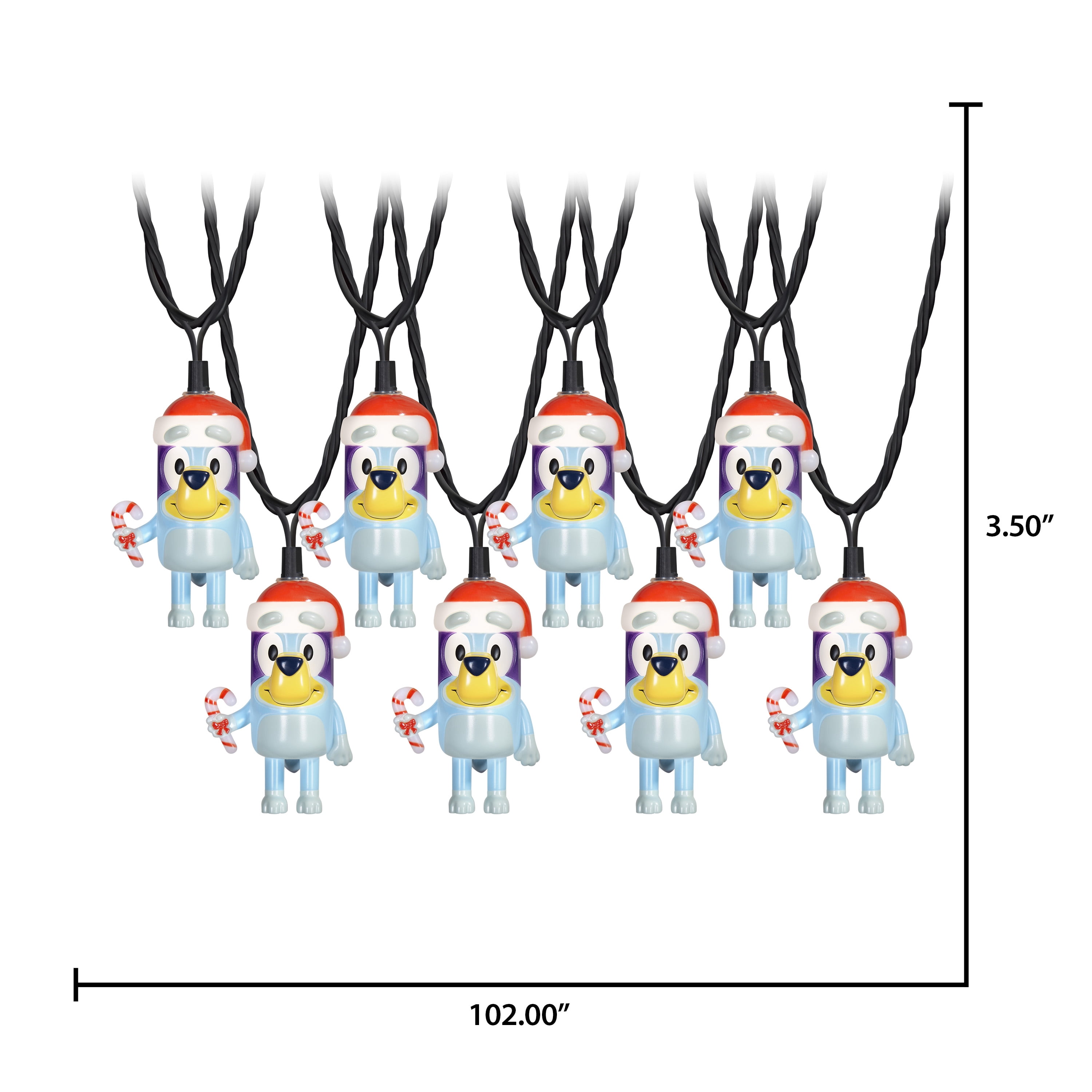 Christmas String Lights Holiday Lighting Bluey with Santa Hat BBC Classic White