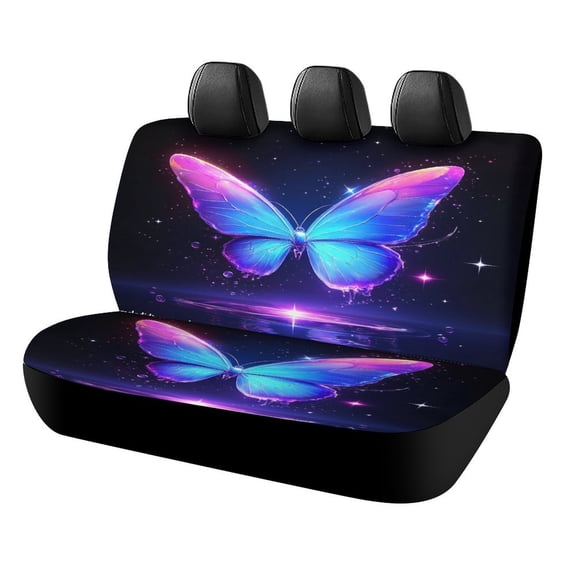 Dreamy Purple Butterfly Pattern (48)-1 Car Rear Seat Covers Back Elastic Flexible Car Seat Covers Decorative Fits Most Cars, SUVs, Trucks And Vans