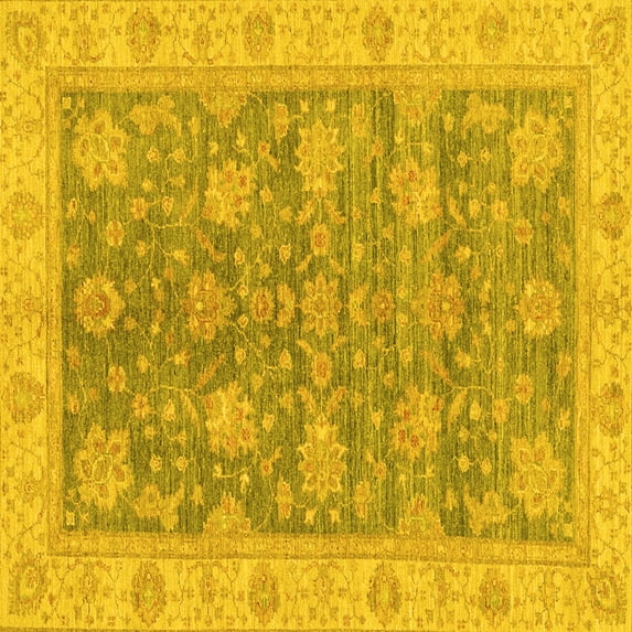 Ahgly Company Indoor Square Abstract Yellow Modern Area Rugs, 7' Square