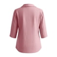 thumbnail image 5 of Dolkfu Tops for Women Trendy Elbow-Length Collared Pink Solid Color Tops Minimalist Solid Women'S Blouses,L, 5 of 6