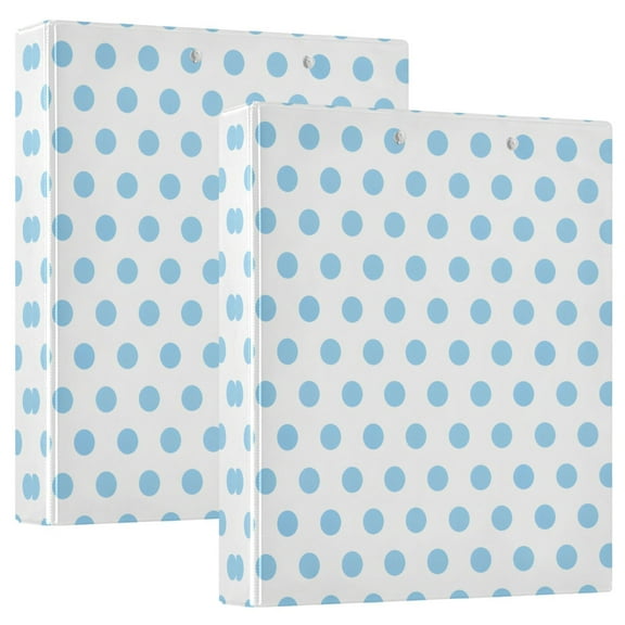 Light Blue Polka Dot Hardcover 3 Ring Binder 1.5” Round Rings Binder Organizer Letter Size Paper Pockets School Office Supplies