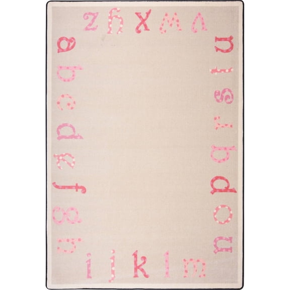 Joy Carpets Kid Essentials Polka Dot ABC's 10'9" x 13'2" Area Rug in Color Pink