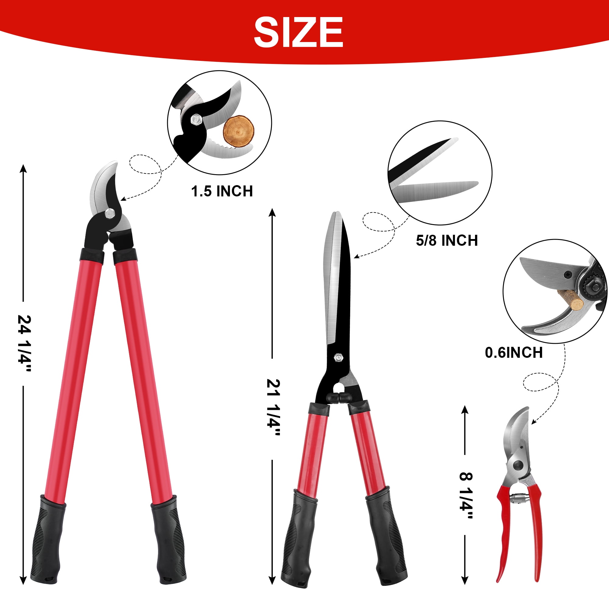 3PCS Loppers, Hedge Shears & Pruning Shears Set, Professional Branch Cutter Tree Trimmer, Garden Shears for Yard, Lawn, Shrubs, Hedges, Outdoor Gardening