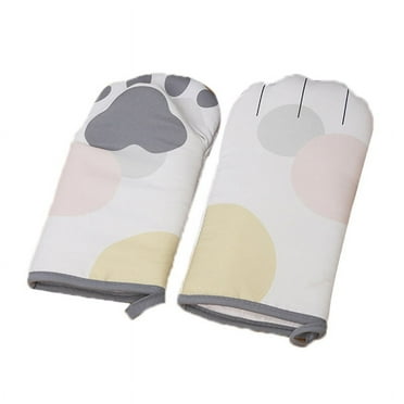 Grey Cooking Gloves for Safe Baking, Grilling & Barbecue High-Temperature Resistant Oven Mitts