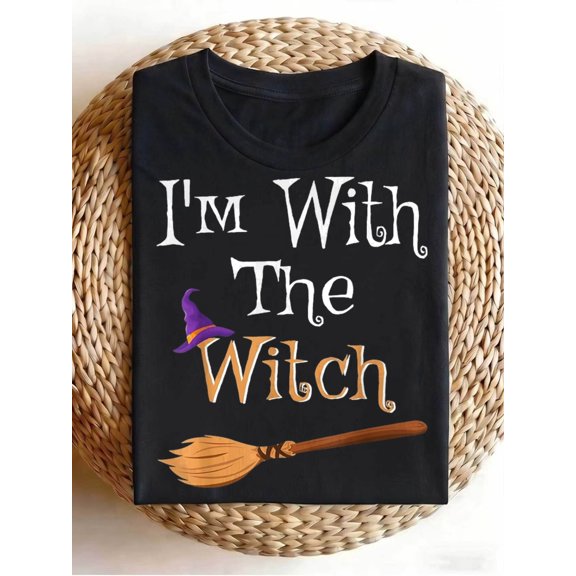 item picture Graphic Men S T-Shirt Matching Halloween Couple for Men Husband I M with The T-Shirt Retro Casual Crew Neck Printed T-Shirt