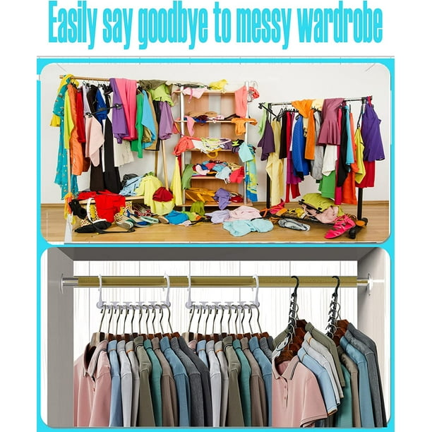Black Space Saving Hangers for Clothes Pack of 10 Magic Hangers Space Saver for Closet Organizer Sturdy Collapsible Hangers Organizer with 5 Holes can Hang 10 Heavy Clothes in one Walmart