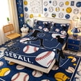 thumbnail image 2 of Meiyoeat Eat Sleep Baseball Bed Sheets 4-Piece,Sport Theme Full Size Sheets,Navy White,1 Fitted Sheet,1 Flat Sheet and 2 Pillowcases, 2 of 6