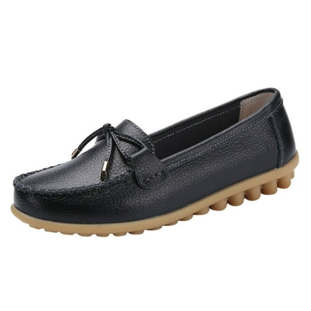 Caqnni Loafers for Women Dressy Shoes Leather Penny Comfort for Work Platform Casual Shoes Loafers for Women 2024 (9.5 Z01-Black)