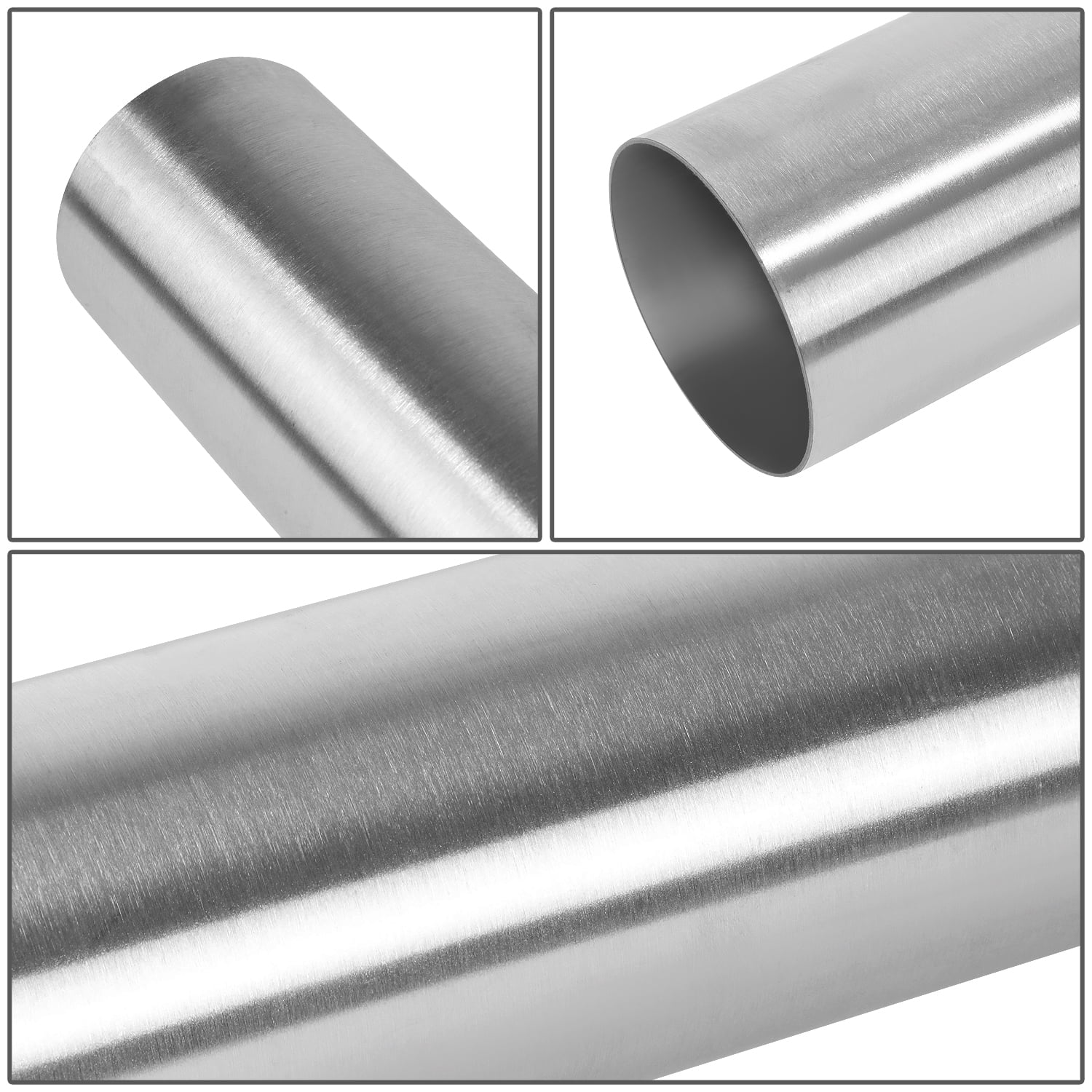 DNA Motoring 4Pcs 3" OD Custom 18" Long Polished Stainless Steel Straight Exhaust Pipe