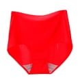 thumbnail image 2 of Red Panties for Womens Underpants Solid Color Breathable Microfiber Briefs High Waist Ice Silk Seamless Panties for Women, 2 of 6