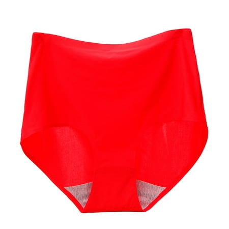 

Noarlalf Panties for Women Womens Underpants Solid Color Breathable Microfiber Briefs High Waist Ice Silk Seamless Panties Underwear Women Red 2XL