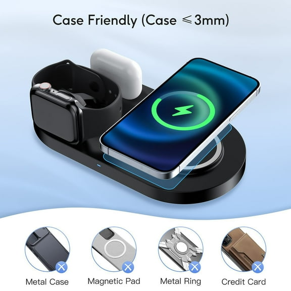 AZXY Charging Station,Charging Station for Multiple Devices,Wireless Charging Station,Watch Phone Charger Station Compatible for Apple Android,Desk Adjustable Magnetic Fast Charger Stand