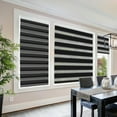 thumbnail image 3 of Zebra Cordless Window Blinds, Dual Layered Light Filtering Roller Shades, Easy Install Blinds, Indoor Home Decor, Pull-Down Shades for Windows, Light Control for Day & Night, Black, 52"W X 72"H, 3 of 7