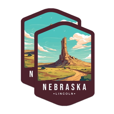 (2 Pack) Nebraska State and Capitol Stickers - NE State Sticker - Choose from 50 States - 5" On Longest Side - Premium Vinyl - for Cars, Trucks, Skateboards, Laptops - Made in USA - BMCS1483