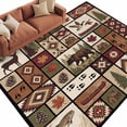 thumbnail image 6 of Country Patch Plaid Area Rug 6x9 Washable Rug Non Slip Brown Farmhouse Retro Bear Deer Cabin Large Area Rug Soft Stainresistant Indoor Floor Carpet for Living Room Bedroom Home Office Dining Room, 6 of 8