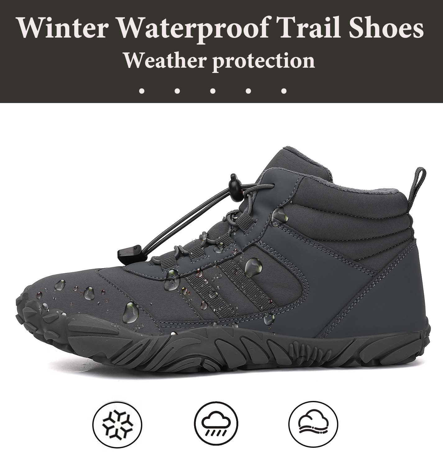 Cyiecw Barefoot Shoe Men Women Minimalist Trail Running Barefoot Sneakers Waterproof Hi-top Hiking Boots Wide Toe Box Cross Training Shoes Zero Drop Sole