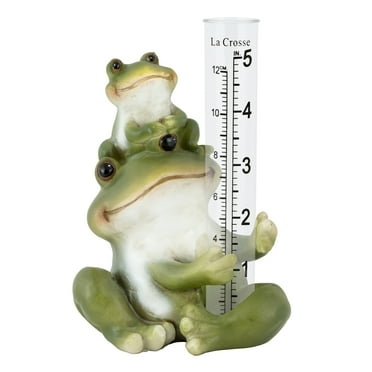 La Crosse Technology 5 in. Table Standing Polyresin Frog Rain Gauge, 704-4114