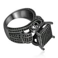 thumbnail image 4 of AAA Cubic Zirconia Iced Out Bling Hip Hop Square Ring, Black Plated Wide Band Party Prom Rings for Her (Rose God Size 8), 4 of 7