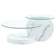 thumbnail image 4 of Modern Double Layer Round Glass Cofee Table for Small Space Home Office,42 Inch White, 4 of 7