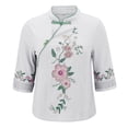 thumbnail image 5 of Womens Spring Tops Chinese Lace Button Embroidery Qipao Style Top Oversized Tshirts for Women, 5 of 8