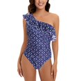 thumbnail image 1 of Gibobby Traje de baño completo mujer Trajes de baño para mujer Traje de baño Traje de baño con estampado de volantes Traje de baño adelgazante(Marina,XL), 1 of 4