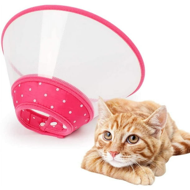Collar ajustable para perros con cono de recuperación para mascotas, collar acolchado transparente con borde suave transpirable, cono de plástico para cachorros que protege el cuello
