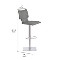 thumbnail image 6 of Benjara Faux Leather Swivel Adjustable Barstool with Metal Base, Gray, 6 of 6