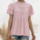 thumbnail image 2 of Impresión de manga corta Lotus Leaf Ruffle Top cuello redondo camisa para WowenGreenXL, 2 of 5