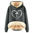 thumbnail image 2 of Njoeus Womens Oversized Hoodies Winter Warm Fleece Sweatshirts Long Sleeve Sherpas Lined Pullover Sweater Heart Printed Fall Outfits Christmas Gifts for Women Dark Gray XL, 2 of 5