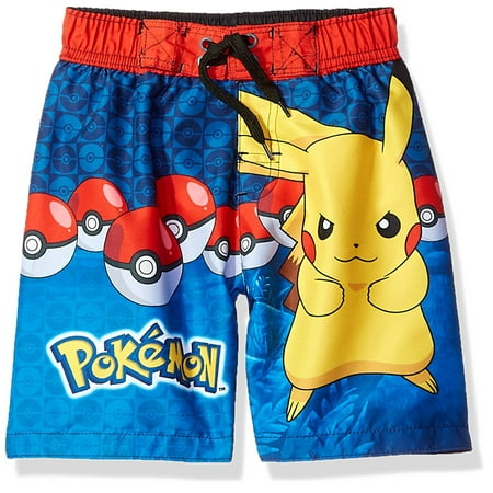 Pokemon Big/Little Boys' Pikachu Swim Trunks Board Shorts