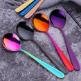 thumbnail image 3 of Walbest 6.9 Inch Creative Soup Spoon Mirror Surface Dessert Round Spoon, Ergonomic Stainless Steel Non-stick Dinner Spoon Restaurant Kitchen Supplies, 1 piece, 3 of 7
