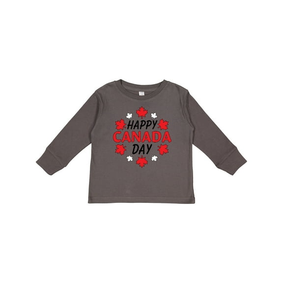 Inktastic Happy Canada Day- maple leaf circle Boys or Girls Long Sleeve Toddler T-Shirt