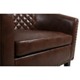 thumbnail image 5 of Accent Barrel Chair Leather Office Chair with Nailheads and Solid Wood legs, Brown, 5 of 7
