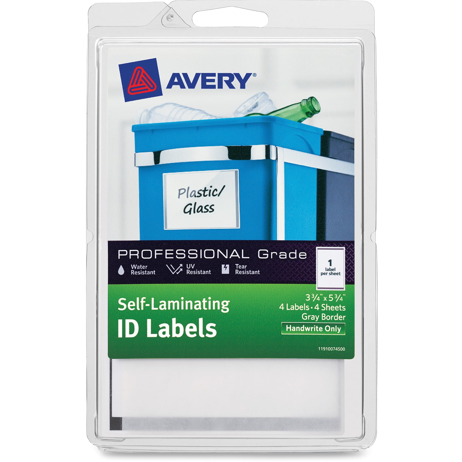 Avery SelfLaminating ID Labels, 4 x 6 Sheet, 5 3/4 x 3 3/4, White/Gray
