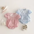 thumbnail image 2 of Ropa de verano para bebés de 0 a 2 años, mono bonito para niñas, mono de encaje con cuello de hoja de loto, mono infantil de una pieza para niños pequeños, 2 of 6
