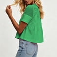 thumbnail image 6 of Guluxicc Women's Lace Shirts Loose Short Sleeve Mock Neck Basic Tops for Summer Casual Outfits, 6 of 6