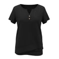 thumbnail image 5 of GZWYHT Cotton Linen Tops for Women V Neck Blouses Cotton Spring Tops Linen Tunic Tops for Women Blouse Tops Vintage Tunic Summer Tops Gauze Women's Tops Gauze Popover Tops Black L, 5 of 6
