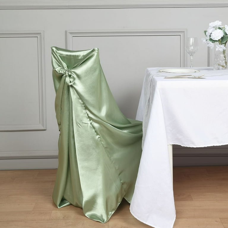 Efavormart Sage Green Silky Satin Universal Chair Covers Fits All Type of Chairs Event Dinning Slipcover For Wedding Party