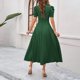 thumbnail image 5 of mfyjkho Vestidos de tallas grandes, Vestido de mujer con escote en V, manga corta y cintura alta, color liso Vestidos para invitadas de boda para mujer s, 5 of 8