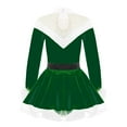 thumbnail image 2 of Yruioon Kids Girls Christmas Santa Claus Costume Figure Ice Skating Leotard Sparkly Dance Tutu Dress Green 4, 2 of 6