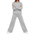 thumbnail image 5 of Women's 2 Piece Casual Outfits Solid Hooded Drawstring Long Sleeve Sweatshirt Tops And Long Pants Set Suits, 5 of 8