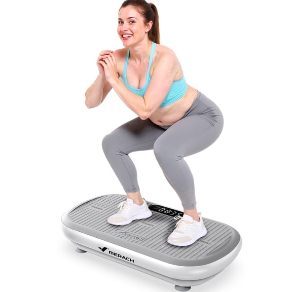 MERACH 440lb Support Vibration Plate Exercise Machine Bluetooth Trainer Pro Enhanced Motor Resistance Band Silicone Pedals for Home Gym