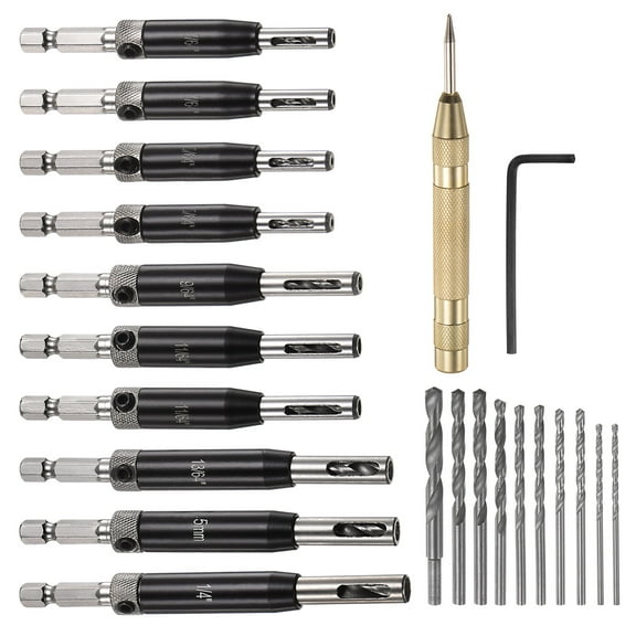 22packs Self Centering Drill Bit Set High Speed Steel Hex Shank Woodworking Bits