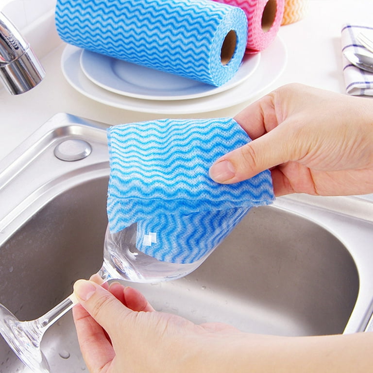 50Pcs/Roll Disposable Dish Cloth Home Cleaning Towels Kitchen Housework Dish Cleaning Cloths Wiping Pad Absorbent Dry Quickly Dishcloth Bathroom