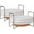 thumbnail image 1 of baomifa-Dish Holder SS304 2 Pack Large Round Size for 9" to 13" Plates Organizer Upgrade Thicken Bamboo Adjustable Size Easy Carried Handles Storage Rack for RV Cabinets Shelf Countertop (PH202R), 1 of 4
