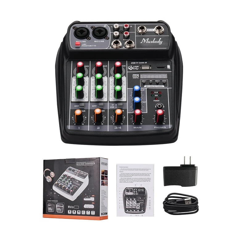 4-channel Usb Audio Mixer With Wireless Microphone Studio Sound Mixers With  Bt Rec Dj Console Mixing For Karaoke - Temu Germany