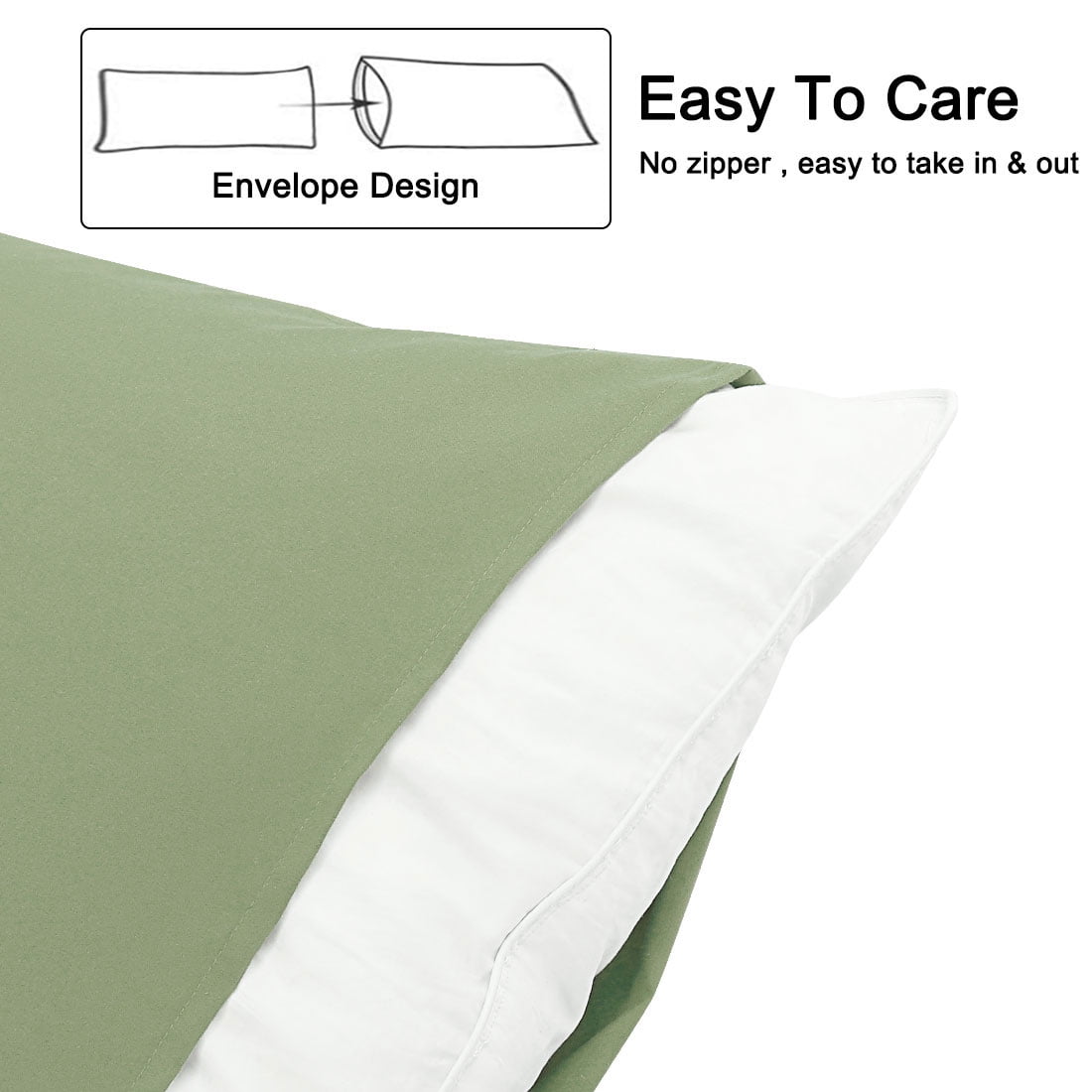 Unique Bargains Microfiber Solid Body Pillow Cover, 20" x 54", Sage